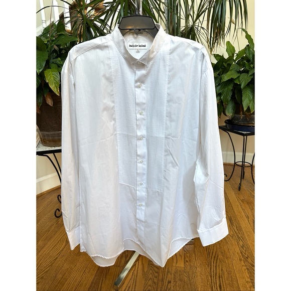 Albert Nipon Men’s Fit Wing Collar Front Pleat Formal Dress Shirt, XL, 17-17.5 - Picture 3 of 12